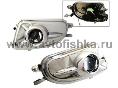 Mercedes W210 (00-02), R129, R170 SLK (96-03), W208 (98-03), W202 (94-00) фары противотуманные линзовые хромированные, комплект 2 шт.